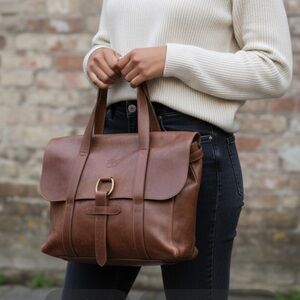 IL BISONTE VINTAGE LEATHER BAG Natural Patina ITALY Brown FAST SHIPPING 3346-4